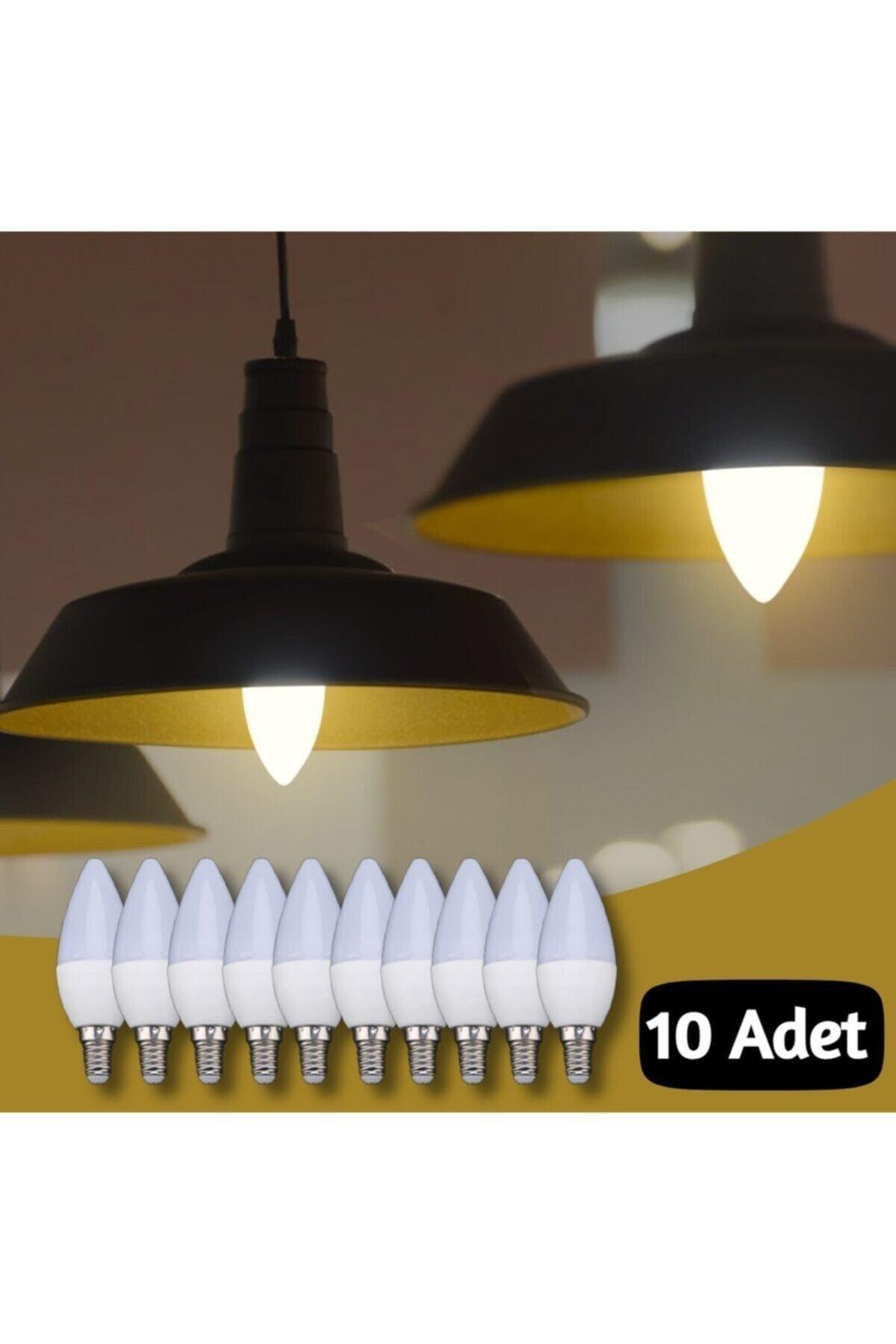 10 Pcs 7 Watt E14 Thin Lampholder White Light Candle