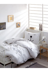 100% Natural Cotton Single Duvet Cover Set Eles White - Swordslife