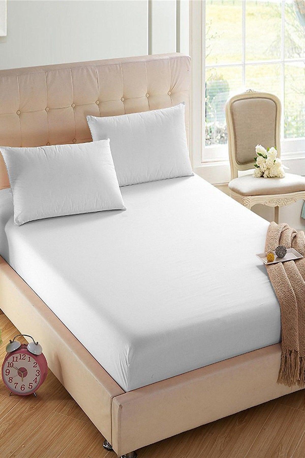 100x200 Single Elastic Combed Cotton Bed Sheet 100% Cotton White - Swordslife