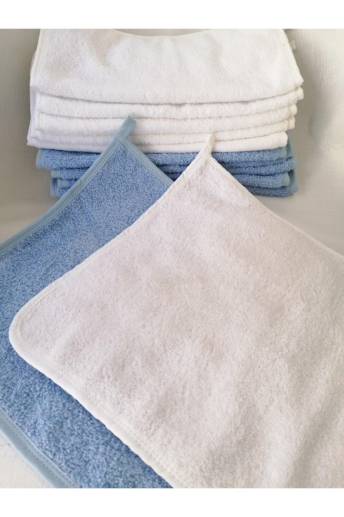 12 Pcs Multi-Purpose Kitchen Hand Towel Drying Dust Cloth 6 White 6 Blue 30x30 Cm - Swordslife