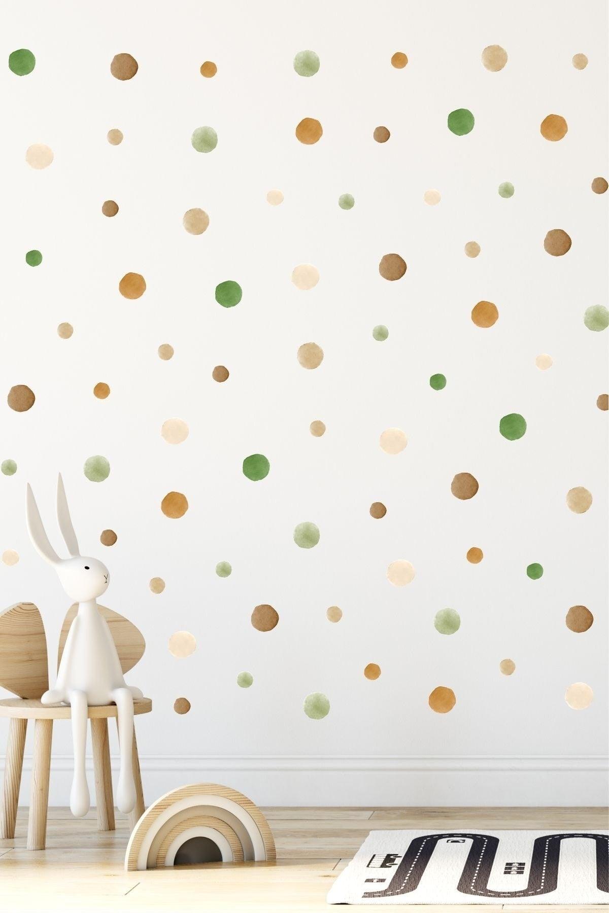 180 Pieces Nature Watercolor Polka Dot Kids Room Wall Sticker Set - Swordslife