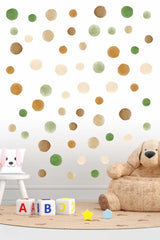 180 Pieces Nature Watercolor Polka Dot Kids Room Wall Sticker Set - Swordslife