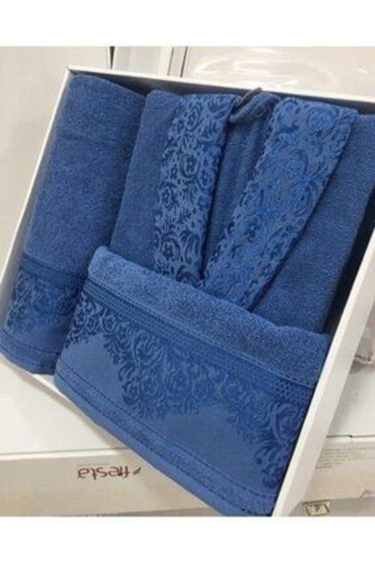 100% Cotton Jacquard Single 3 Piece Bathrobe Set Navy Blue - Swordslife