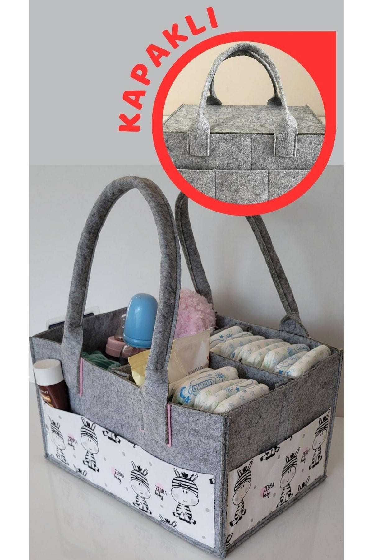 Handmade Multi-Purpose Felt Mother Baby Care And Organizer Bag Functional Organizer With Lid