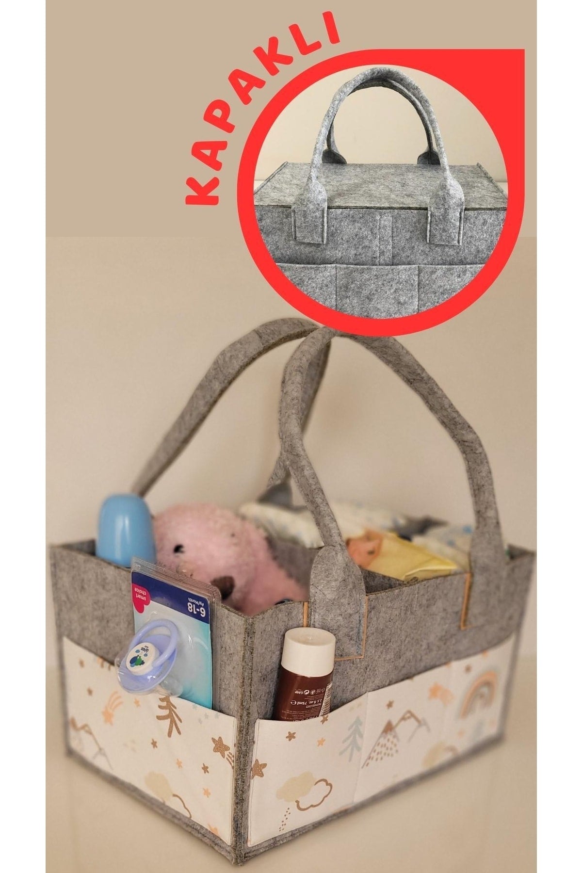 Handmade Multi-Purpose Felt Mother Baby Care And Organizer Bag Functional Organizer With Lid