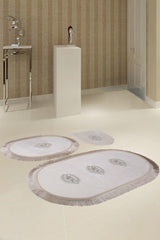 Polaris Cream 3 Pcs Bath Mat Set Non-Slip Base Dowry Lacy Closet Set - Swordslife
