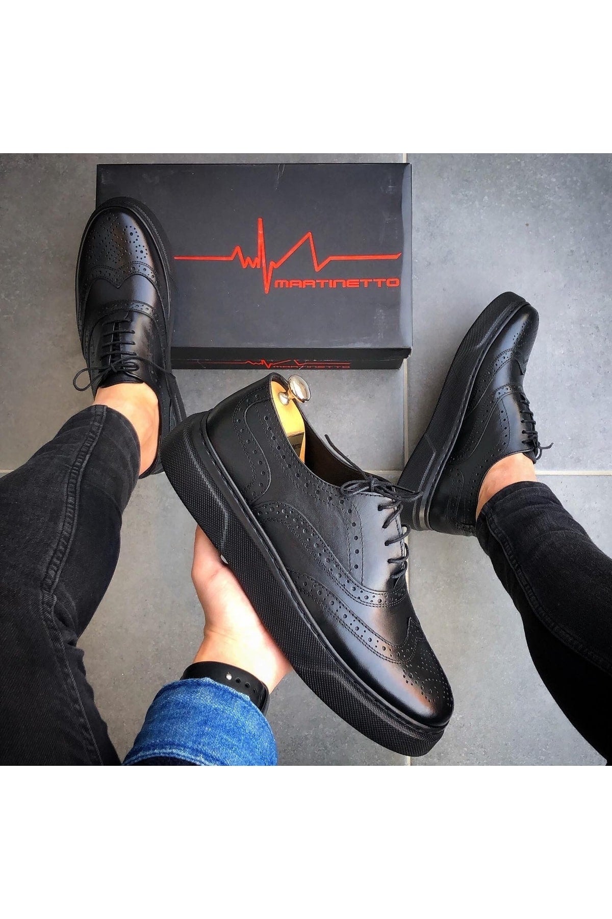 Genuine Leather Black Casual Men's Shoes