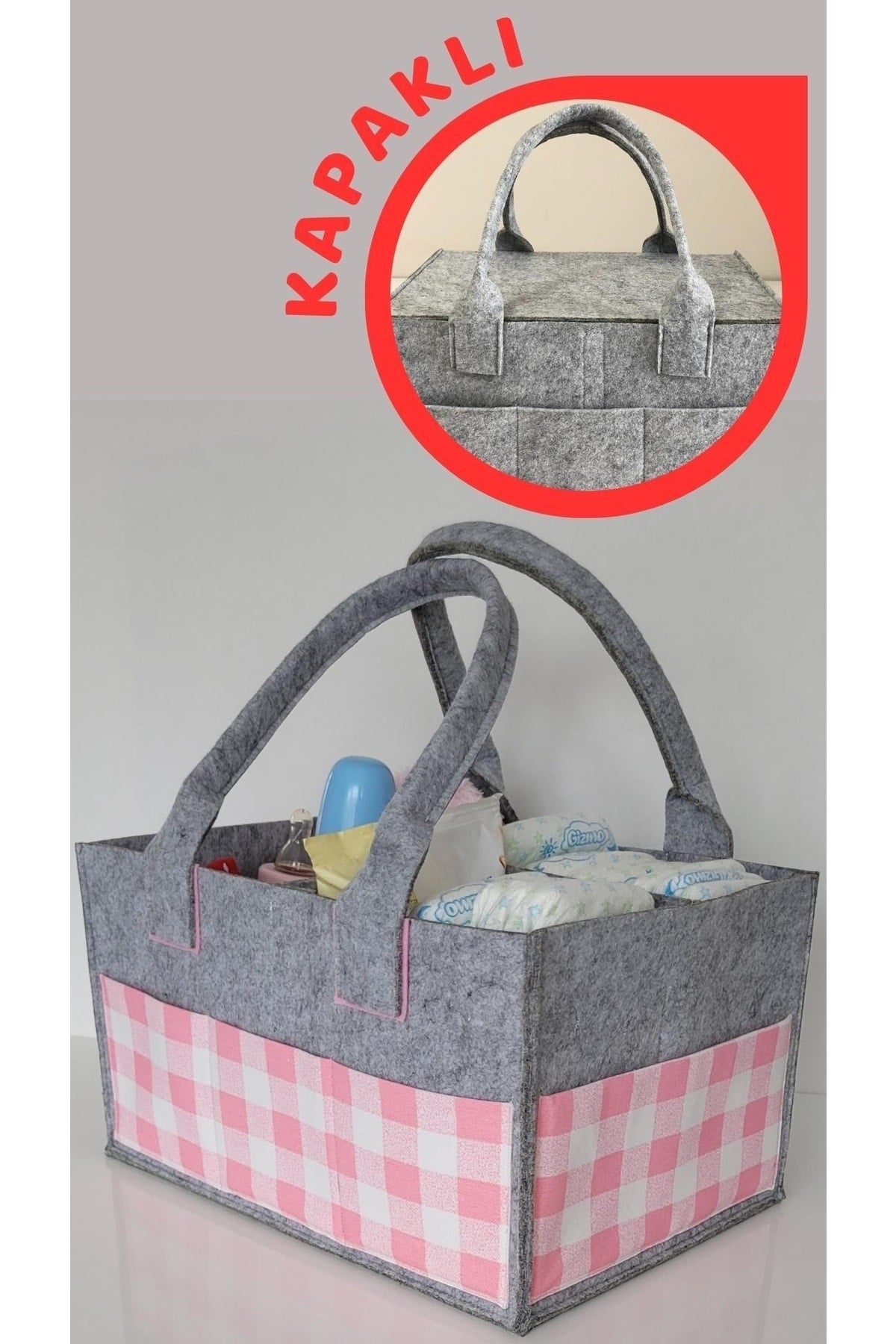 Handmade Multi-Purpose Felt Mother Baby Care And Organizer Bag Functional Organizer With Lid