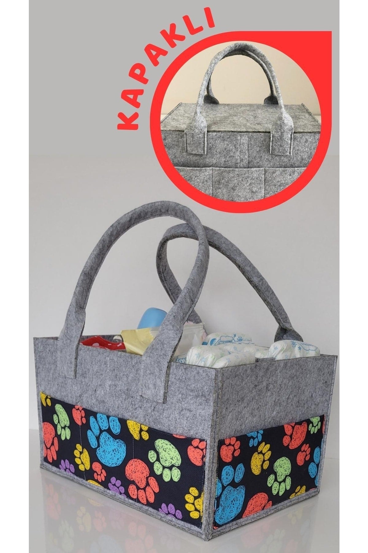 Handmade Multi-Purpose Felt Mother Baby Care And Organizer Bag Functional Organizer With Lid