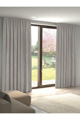 Velvet Textured Ecru Island Backdrop Curtain Extraforward Pleated - Swordslife