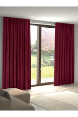 Velvet Textured Claret Red Island Fund Curtain Extrafor Pleated - Swordslife