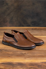 Men's Genuine Leather Shoes, Casual Shoes, Summer Shoes, Loafer Shoes Tan Skin