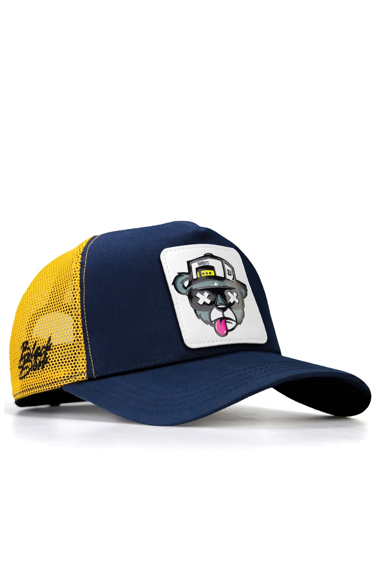 V1 Trucker Bear - Unisex Navy Blue-Yellow Hat with 15 Code Logo (Cap)