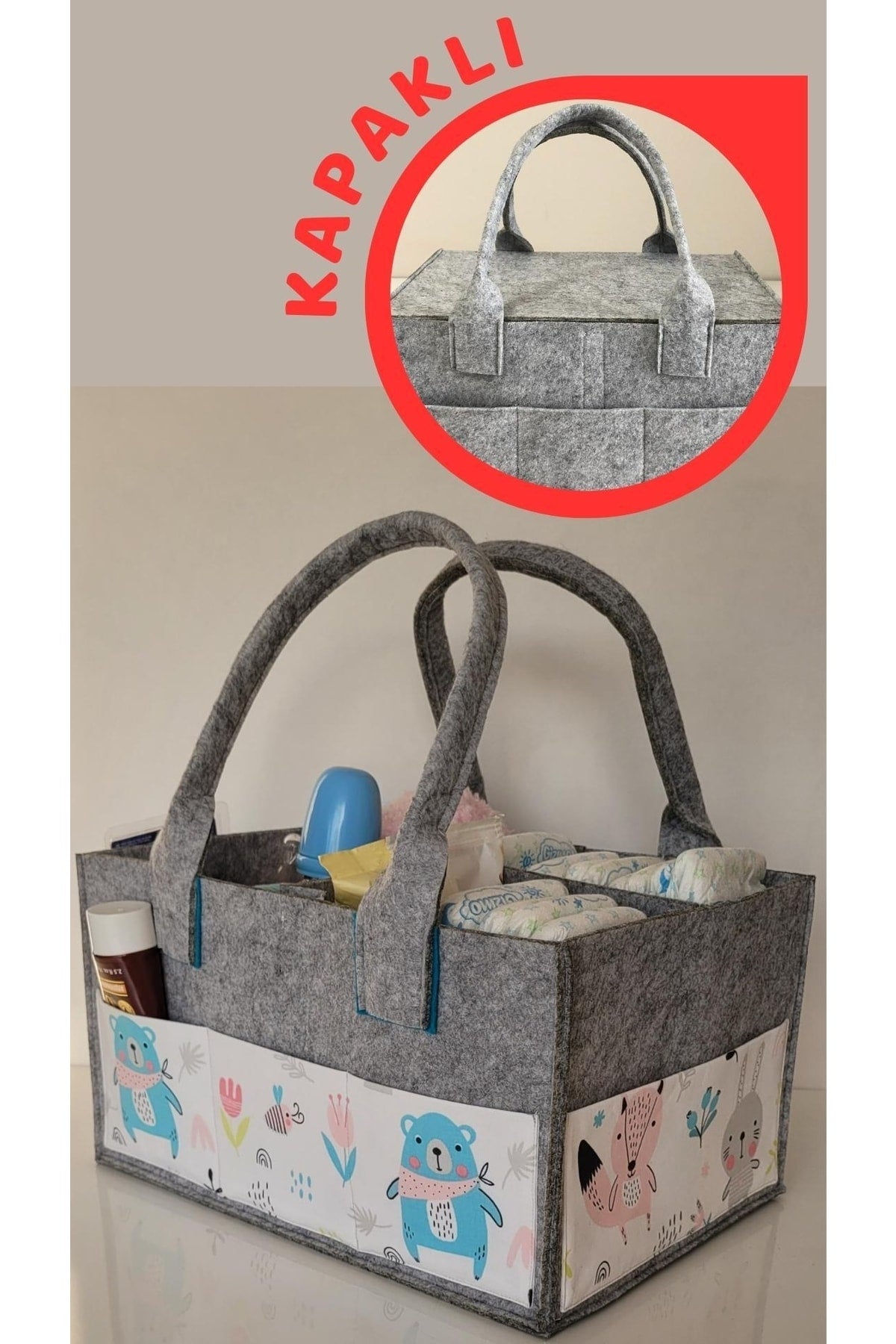 Handmade Multi-Purpose Felt Mother Baby Care And Organizer Bag Functional Organizer With Lid