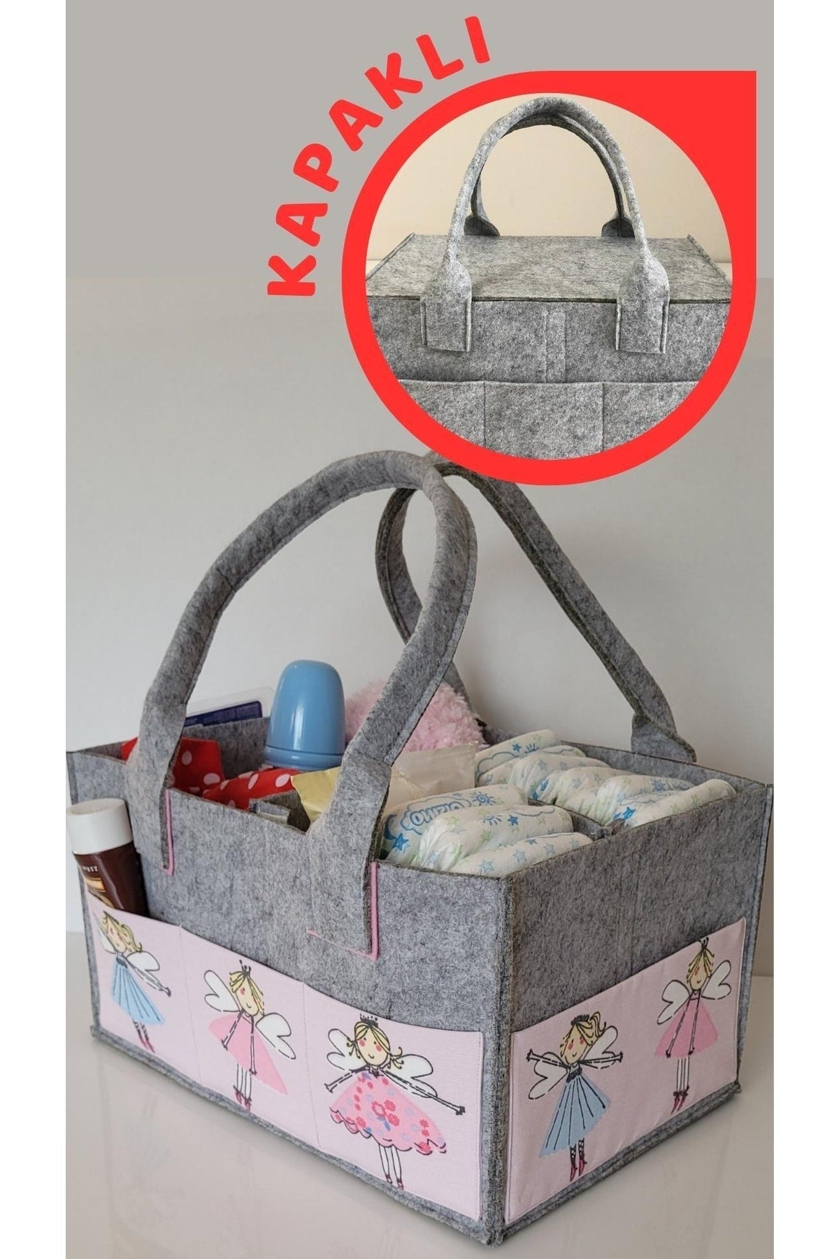 Handmade Multi-Purpose Felt Mother Baby Care And Organizer Bag Functional Organizer With Lid