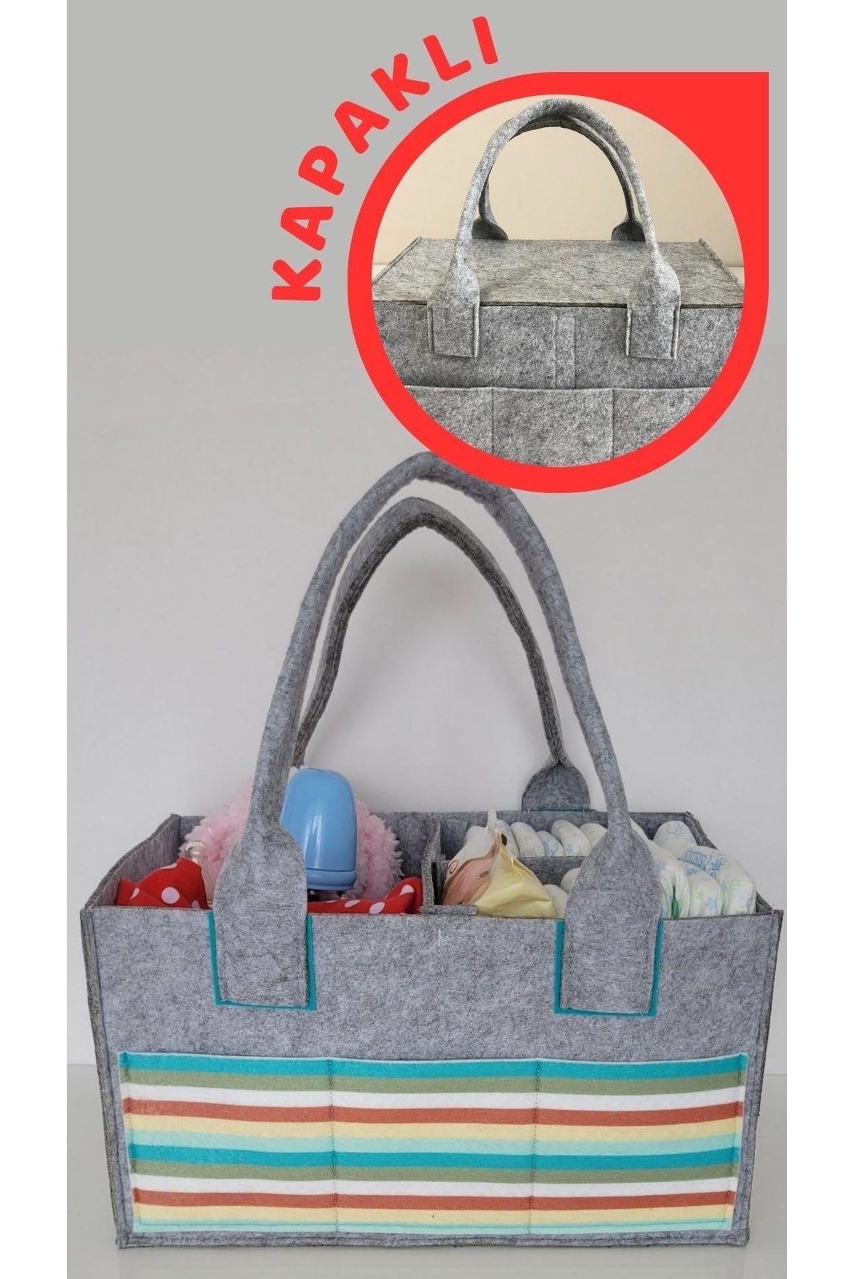 Handmade Multi-Purpose Felt Mother Baby Care And Organizer Bag Functional Organizer With Lid