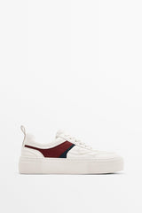 White - Contrast Leather Sneakers - Swordslife