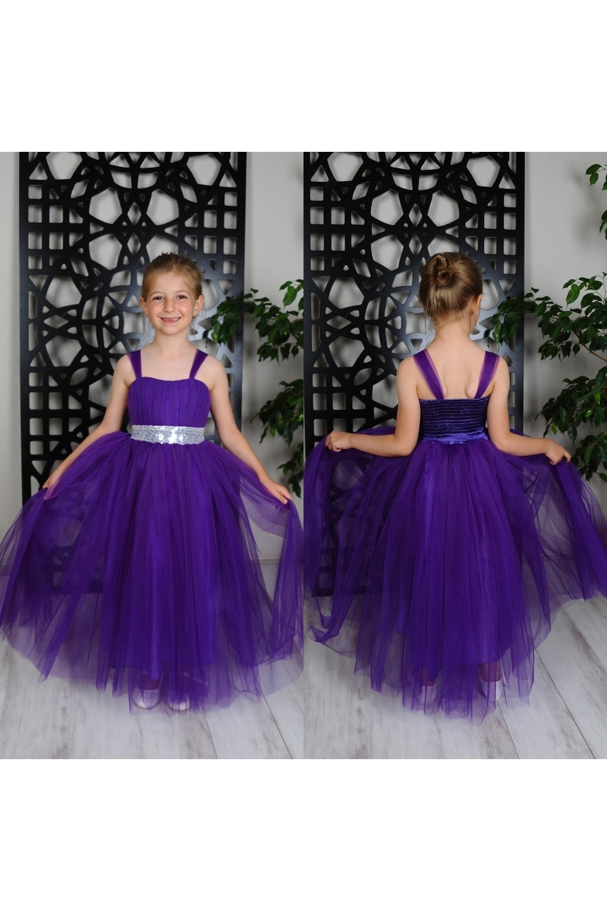 Girl Purple Long Cotton Cocoon Dress