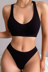 Women's Black Camisole Fabric Underwear Set - Swordslife