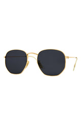Hexagonal Gold Polarized Metal Sunglasses