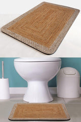 Else Jute Patterned Patterned Non-Slip Floor Washable Single Closet Front Small Bath Mat - Swordslife