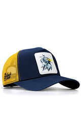 V1 Trucker Kartal - Unisex Navy Blue-Yellow Hat with 2 Code Logo (Cap)