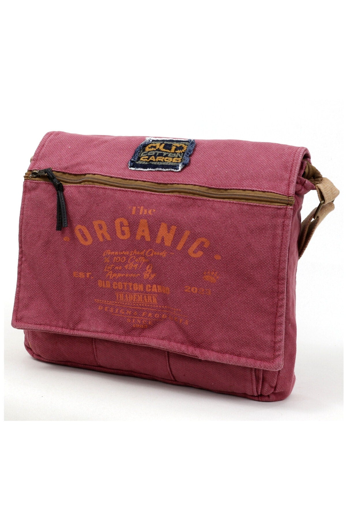 Old Cotton Pink Loose Canvas Shoulder Messenger Laptop School Travel Vintage Cotton Fabric Bag