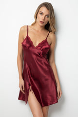 Lace Slit Satin Nightgown - Swordslife