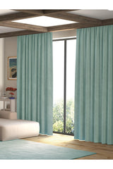 Velvet Textured Fog Blue Island Backdrop Curtain Extraforward Pleated - Swordslife