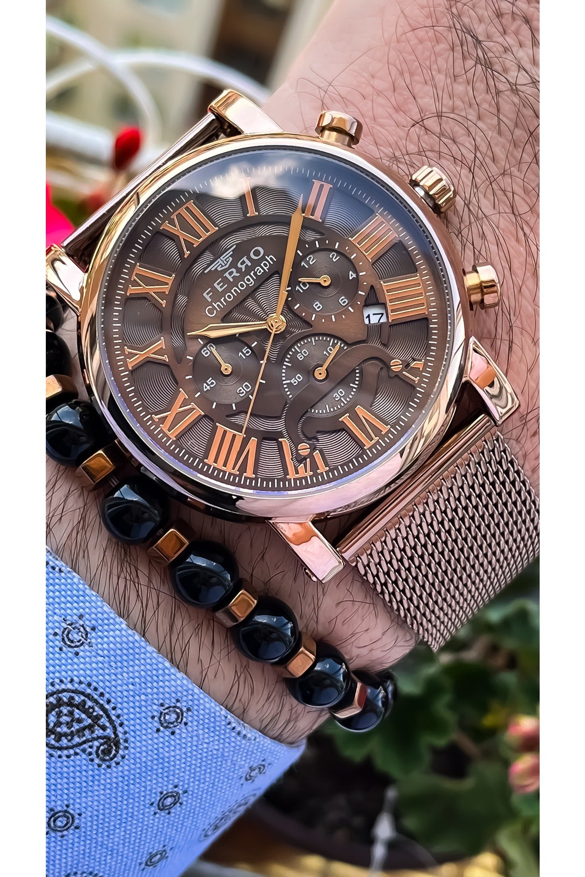 Chronograph Functions Active Brown Men's Wristwatch Bracelet