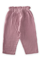 Organic Ruffle Waist Wide Cut Muslin Trousers Ages 1-8 Lilac