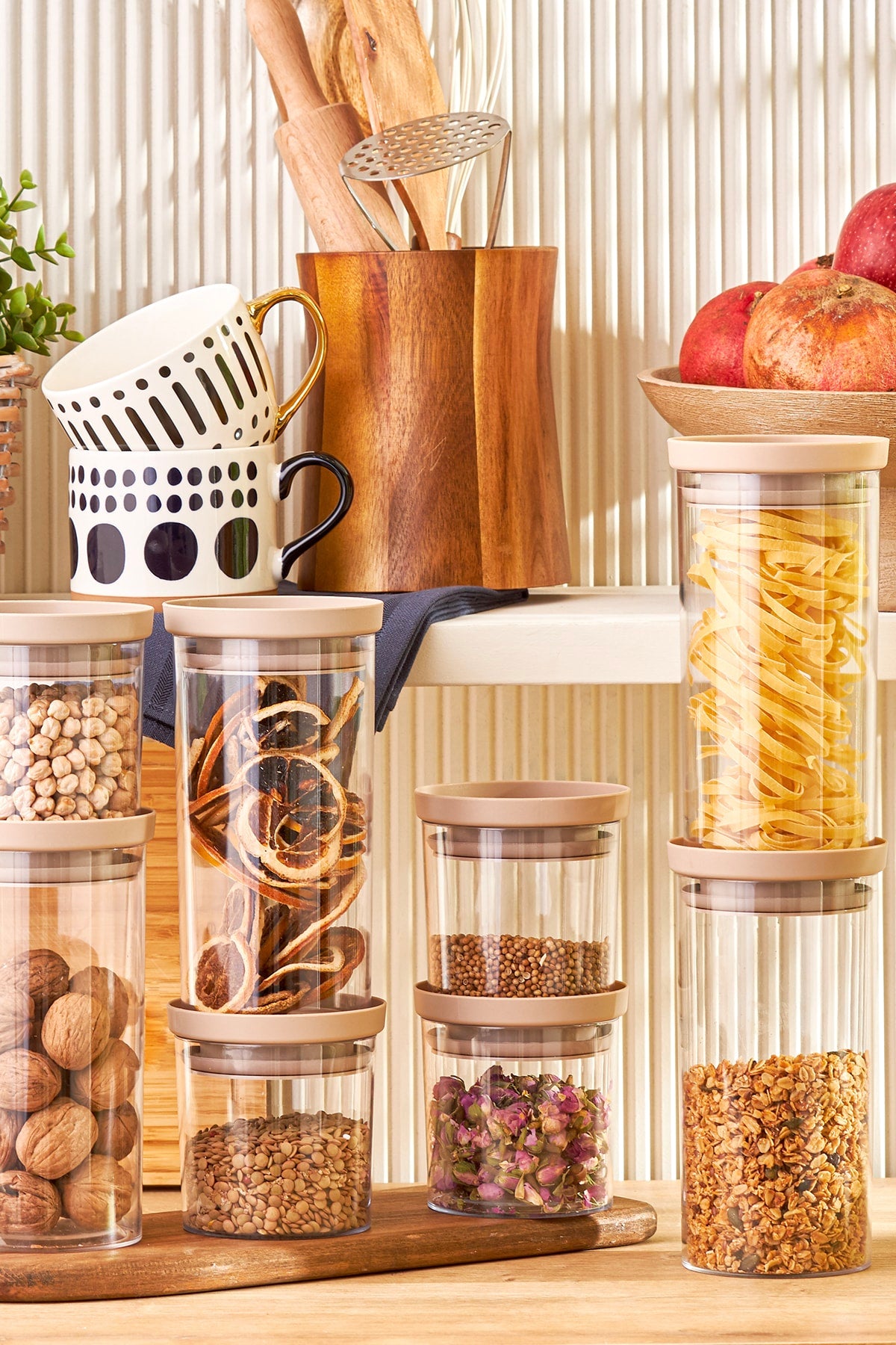 Arya 8 Pcs Jar/Storage Container Beige