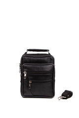 Men's Lamb Leather Hand And Shoulder Bag, Crossbody Bag Daily Black (MEDIUM)