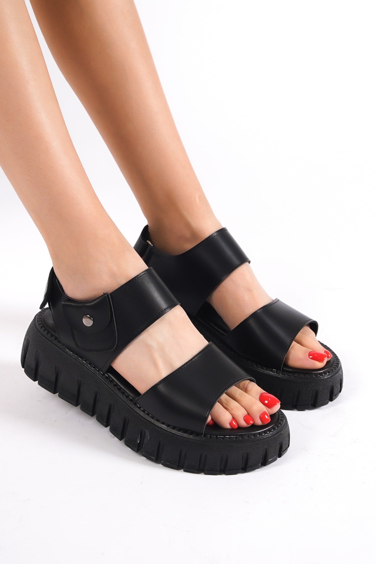 735-s Black Gladiator Platform Sandals