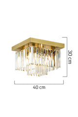 Nilüfer 2 Storey Small Antique Square Crystal Stone Modern Design Crystal Living Room Chandelier