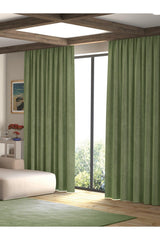Velvet Textured Olive Leaf Island Backdrop Curtain Extrafor Pleated - Swordslife
