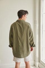 Textured Oversize Shirt Khaki 70171009 Shirt