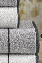 Valona 50 x 85 – 70 x140 cm 4 Pcs Bath Towel Set | gray-cream - Swordslife