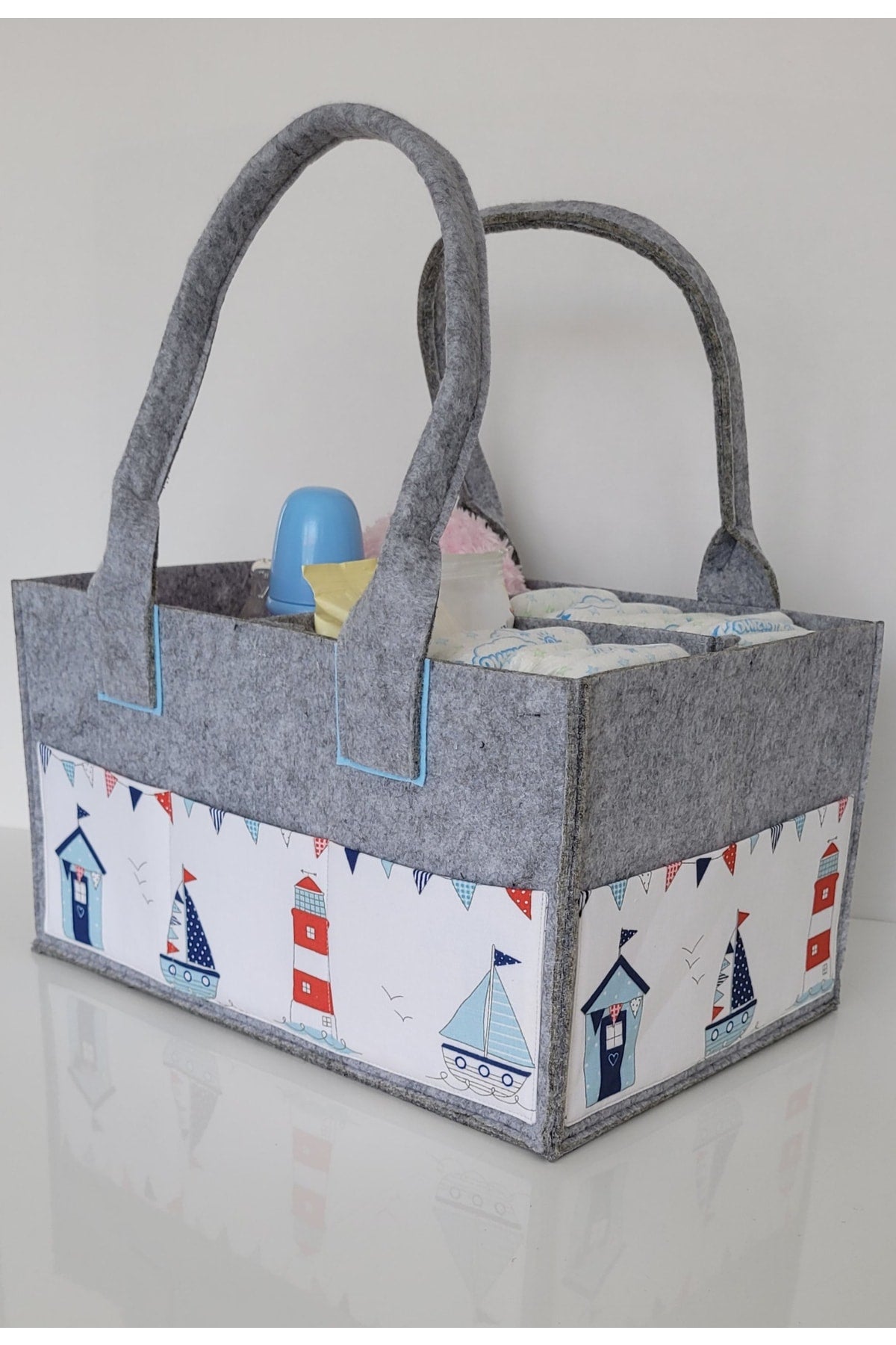 Handmade Multi-Purpose Felt Mother Baby Care And Organizer Bag Functional Organizer With Lid