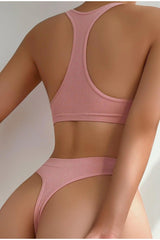 Women Camisole Fabric Pink Underwear Set - Swordslife