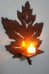 3 Piece Wooden Wall Ornament Shelf Leaf Candle Holder Wall Decor Sconce Table Object 28x21,50 - Swordslife