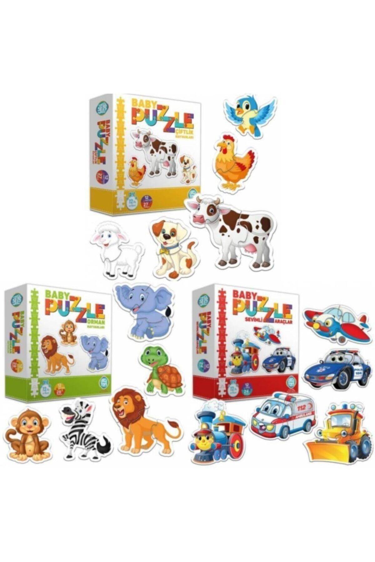 3 Pcs Vehicles And Animals Baby Educational Puzzle Set - Swordslife