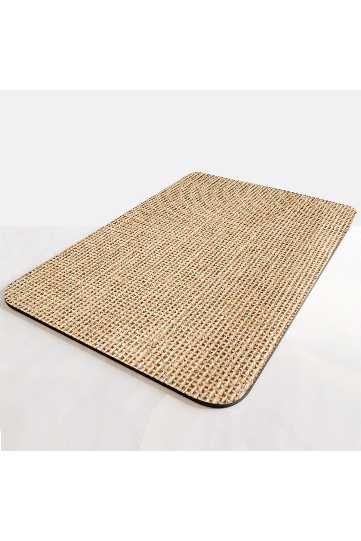 Else Jute Patterned Patterned Non-Slip Floor Washable Single Closet Front Small Bath Mat - Swordslife