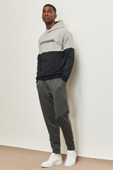 Men's Anthracite-melange Standard Fit Normal Cut Elastic Waist And Legs Comfortable Sports Sweatpants