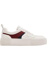 White - Contrast Leather Sneakers - Swordslife