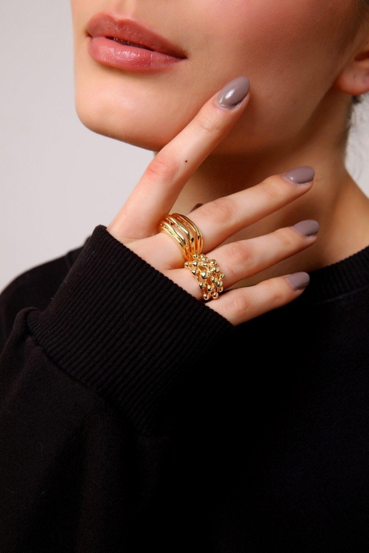 Gold Bubble Ring Set - Swordslife