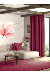 Velvet Textured Claret Red Island Fund Curtain Extrafor Pleated - Swordslife