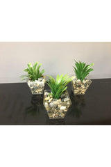 Artificial Greenery Artificial Flower in 3 Pebble Pot 6cmx10cm - Swordslife