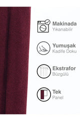 Velvet Textured Claret Red Island Fund Curtain Extrafor Pleated - Swordslife