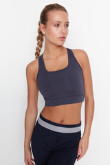 Dark Anthracite Back Detail Square Collar Sports Bra TWOSS22SS0040 - Swordslife